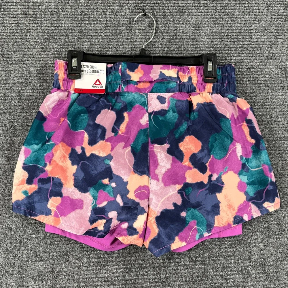 Reebok Printed Reflex Short Womens S Abstract Floral 2-in-1 Running Gym Workout